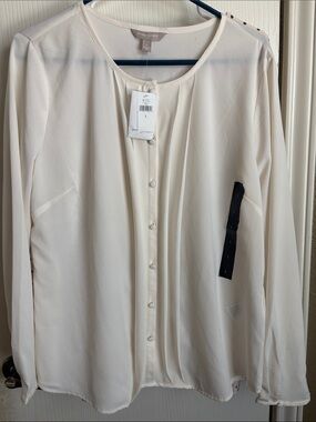Banana Republic Women's Cream Button-Front Blouse